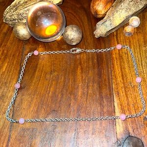 Judith Ripka, pink rose quartz station necklace